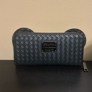 Loungefly Disney Parks Mickey Ears Black Woven Wallet NWOT
